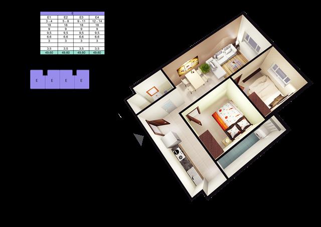 Thiết kế căn hộ E