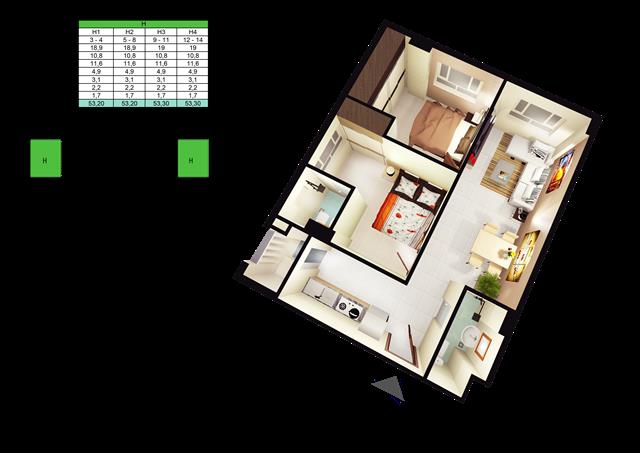 Thiết kế căn hộ H