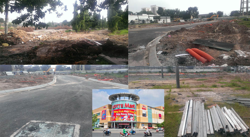 Đang san lấp mặt bằng để thi công cơ sở hạ tầng