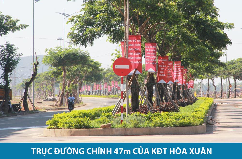 Trục đường chính 47m của KĐT Hòa Xuân
