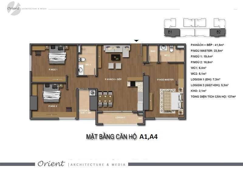 Thiết kế căn hộ A1, A4