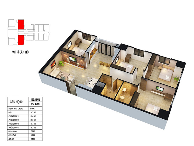 Thiết kế căn hộ D1, D2