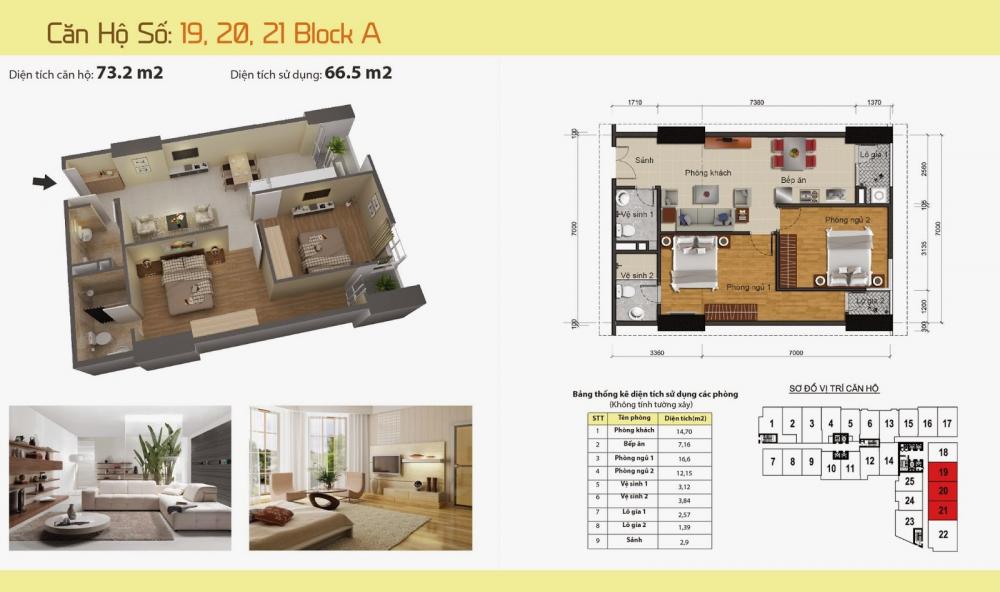 Thiết kế căn hộ 19A, 20A, 21A