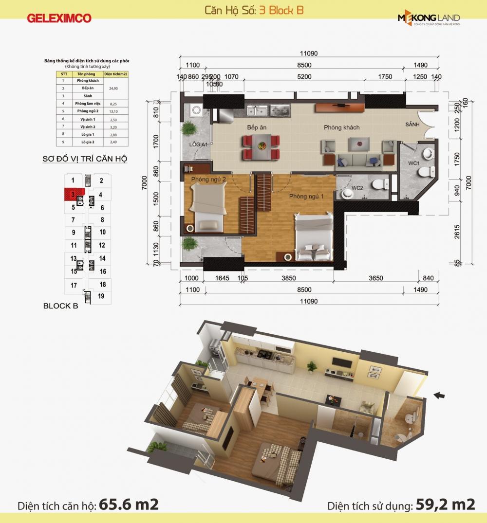 Thiết kế căn hộ 3B