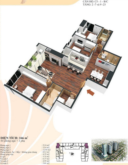 Thiết kế căn hộ C5 - 1