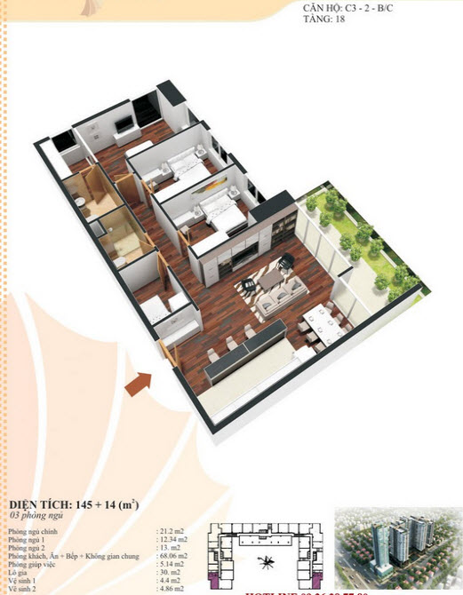 Thiết kế căn hộ C3 - 2