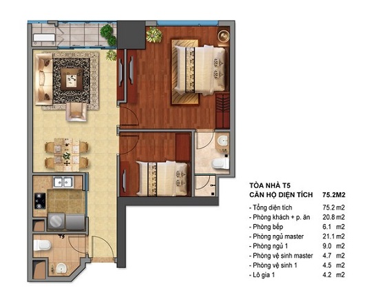 Thiết kế căn hộ T5-04, T5-05, T5-12, T5-12A