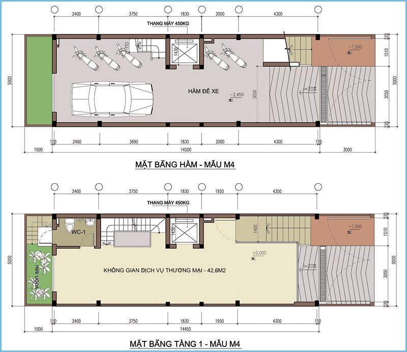 Tầng hầm, tầng 1