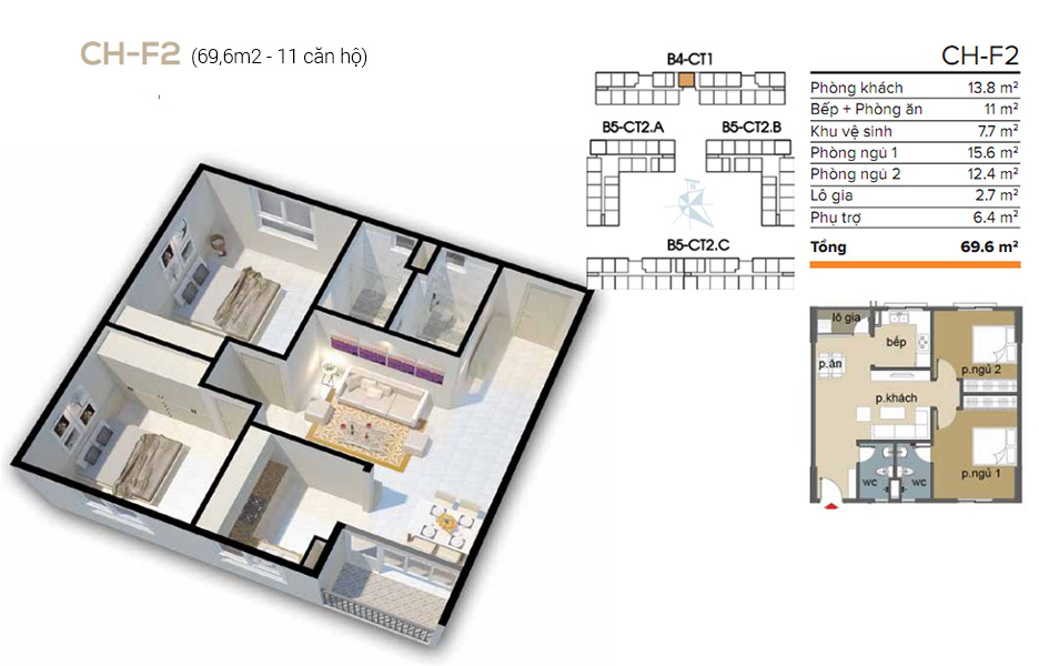 Thiết kế căn hộ F2