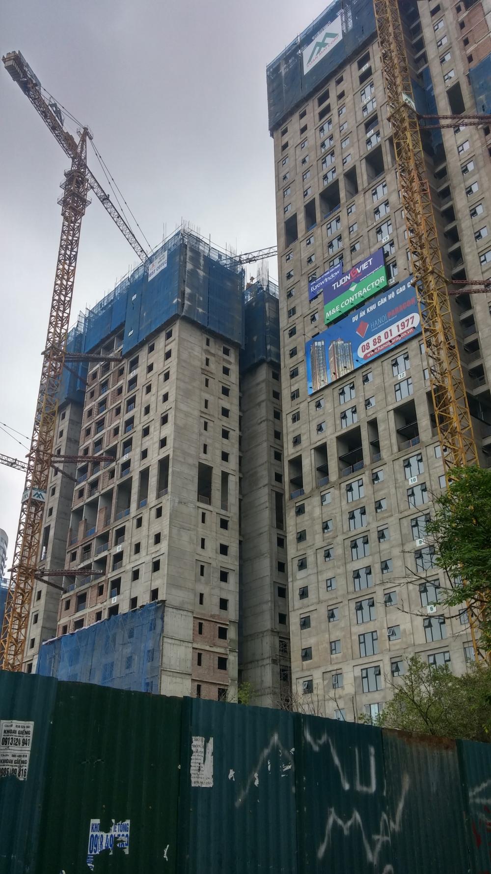 1 tòa đang thi công tới mặt sàn tầng 31, 1 tòa thi công tới tầng 21