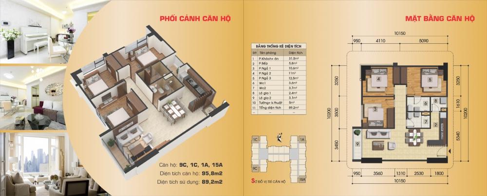 Thiết kế căn hộ 9C, 1C, 1A, 15A