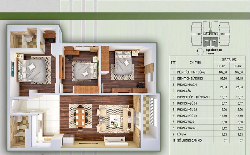 Mặt bằng căn hộ loại C