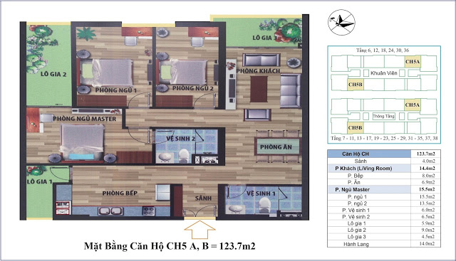Thiết kế căn hộ 5A, 5B