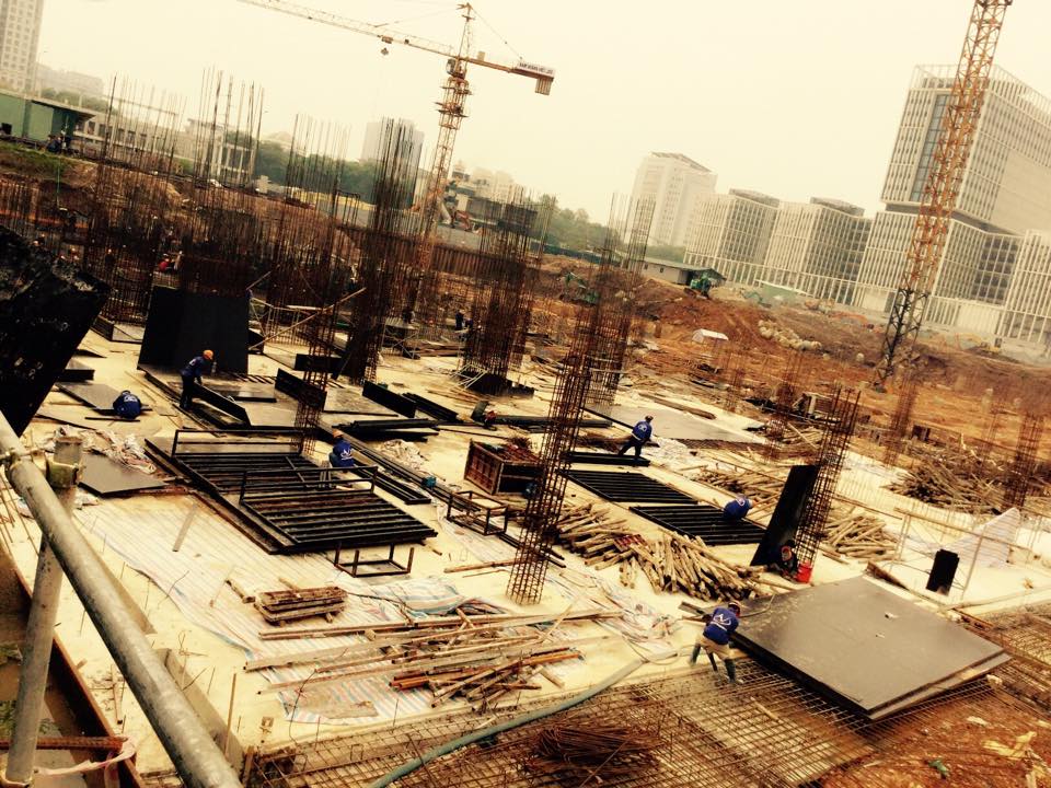 Chung cư An Bình City đang thi công tầng hầm của các tòa