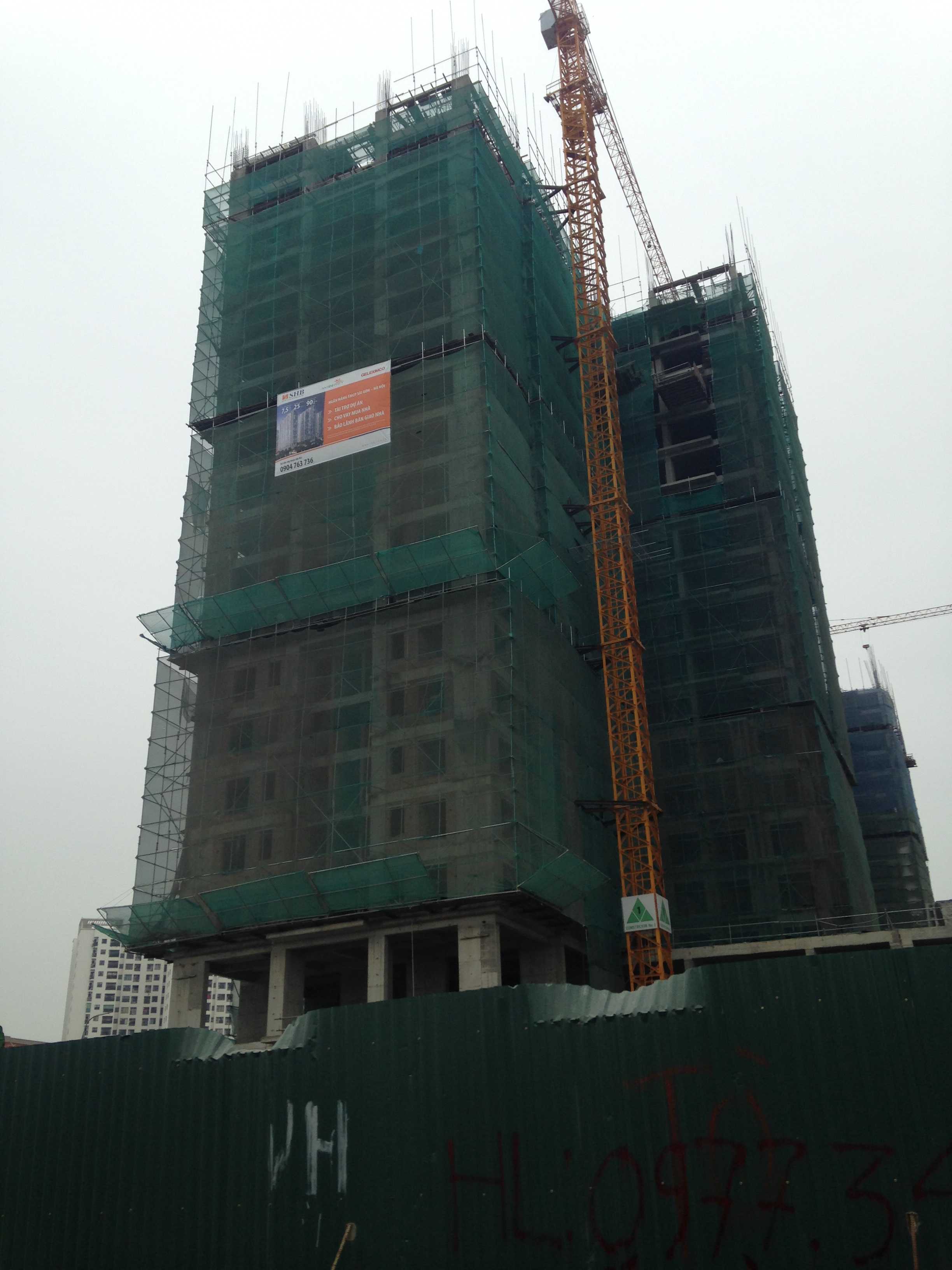 Dự án có 8 tòa, các tòa đang thi công tới mặt sàn từ tầng 9-22