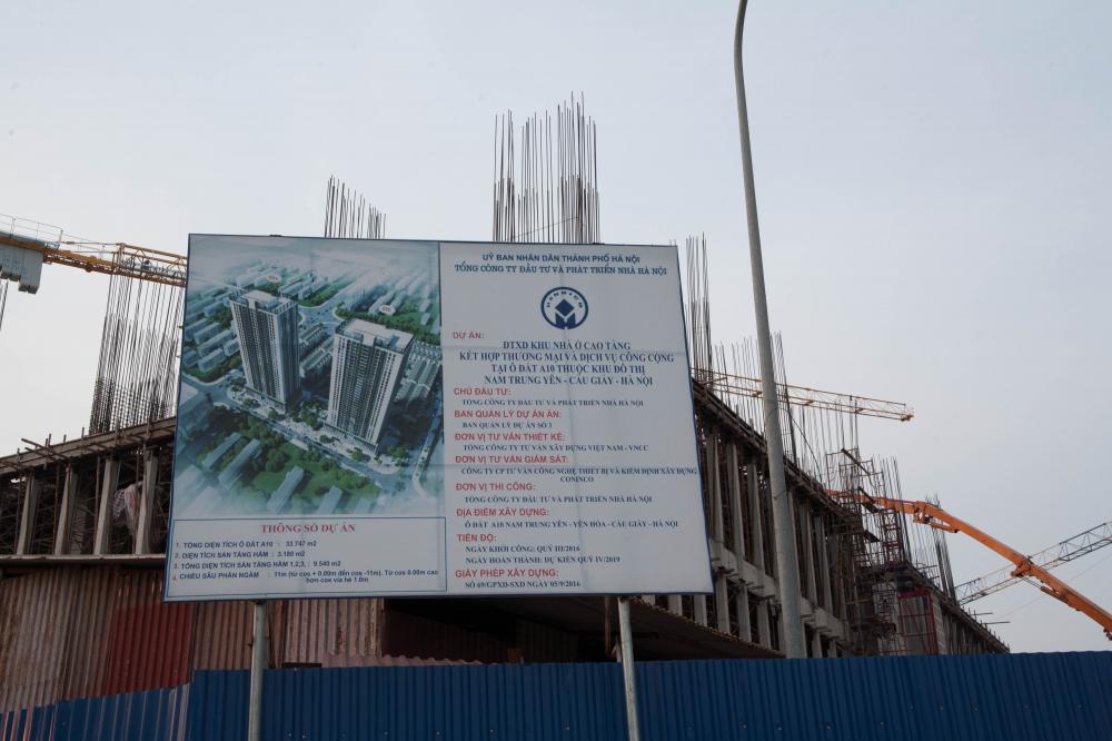 Dự án trên lô đất A10 đang thi công tới mặt sàn tầng 4