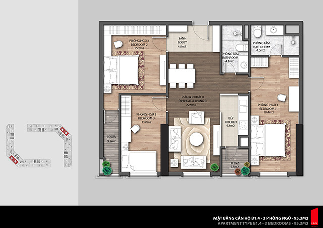 Thiết kế căn hộ B1.4