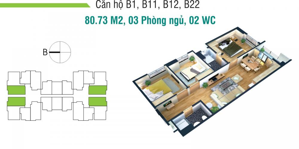 Thiết kế căn hộ B1, B11, B12, B22