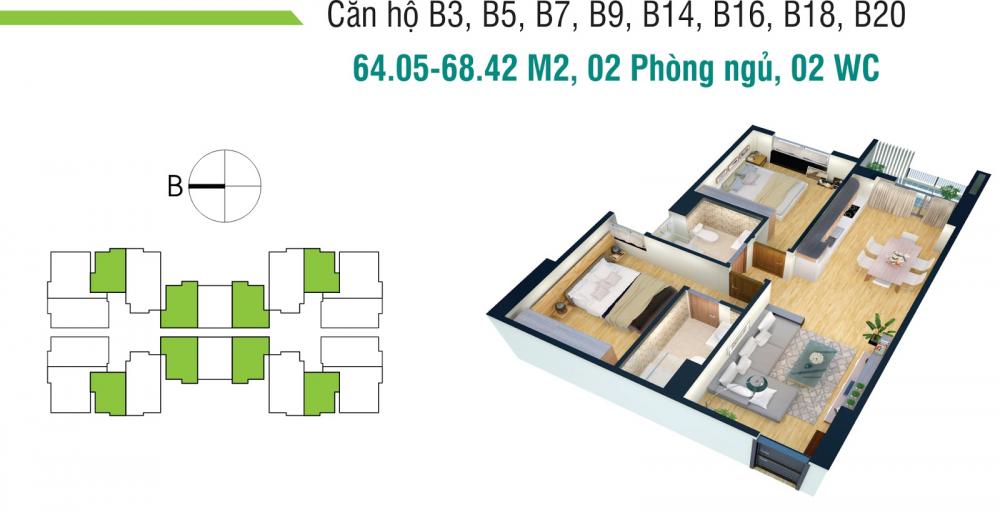 Thiết kế căn hộ B3, B5, B7, B9, B14, B16, B18, B20
