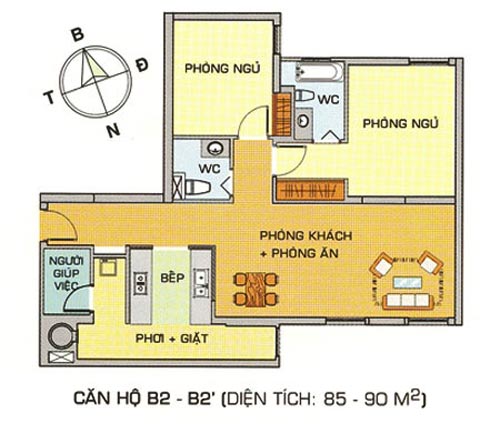 Thiết kế căn hộ B2-B2'