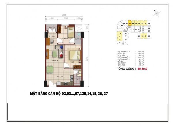 Thiết kế căn hộ 60.4 m2