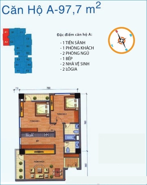 Thiết kế căn hộ A1, A2