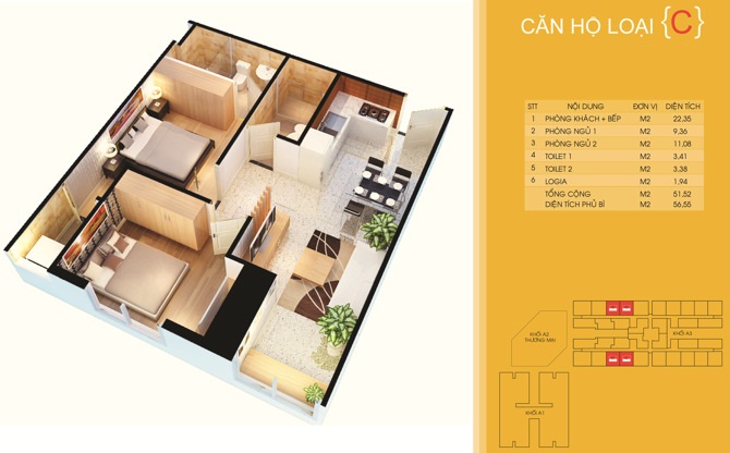 Thiết kế căn hộ loại C