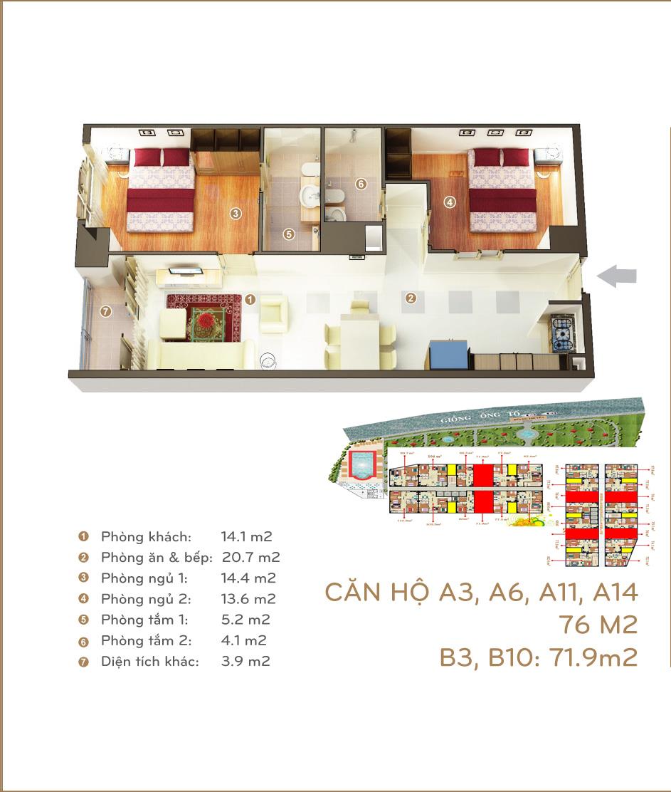 Thiết kế căn hộ 71.9 m2