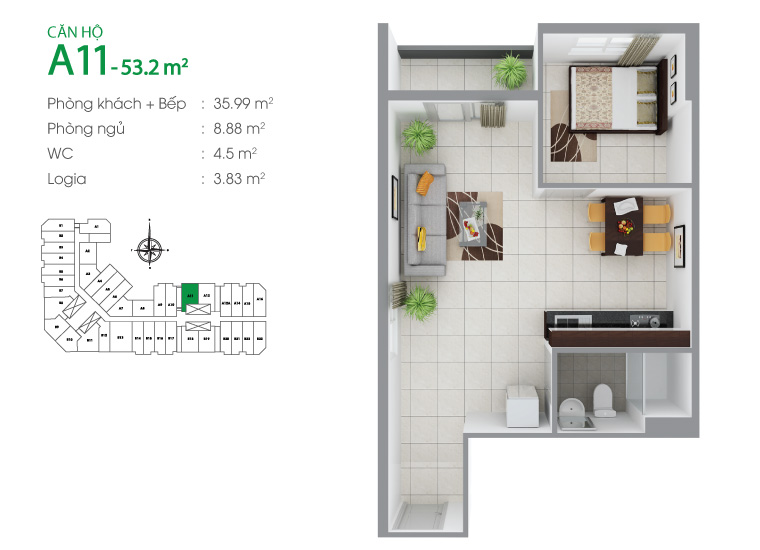 Thiết kế căn hộ A11,A12