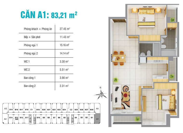 Thiết kế căn hộ A1