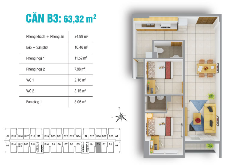 Thiết kế căn hộ B3