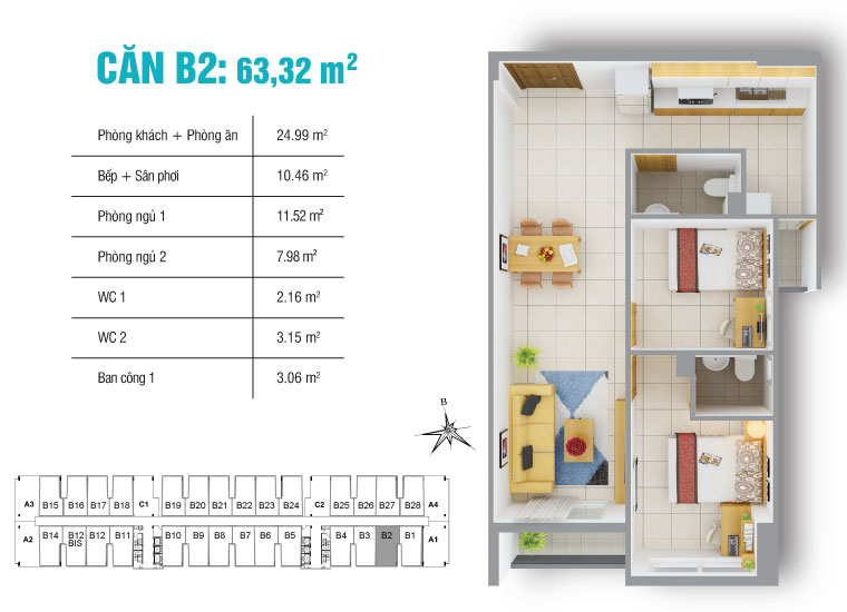 Thiết kế căn hộ B2