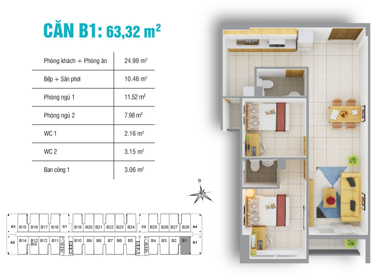 Thiết kế căn hộ B1