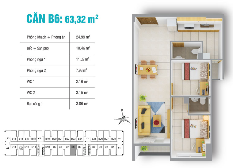 Thiết kế căn hộ B6