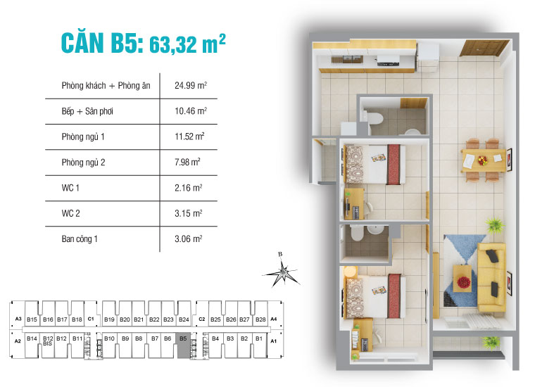 Thiết kế căn hộ B5