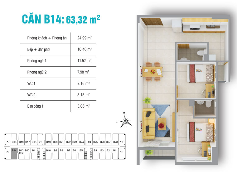 Thiết kế căn hộ B14