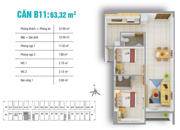 Thiết kế căn hộ B11