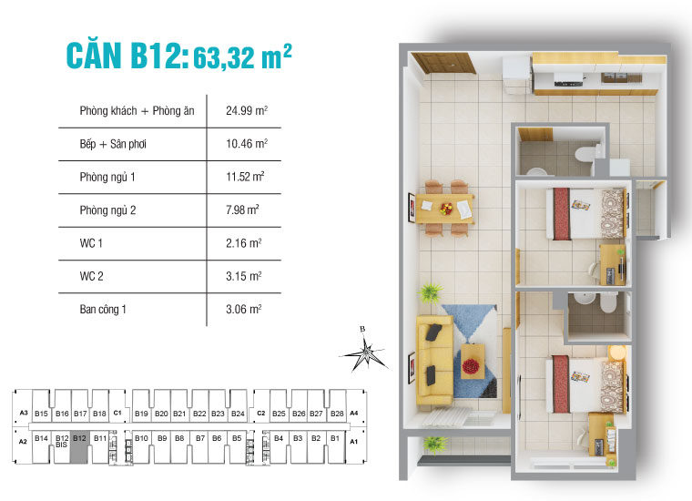 Thiết kế căn hộ B12