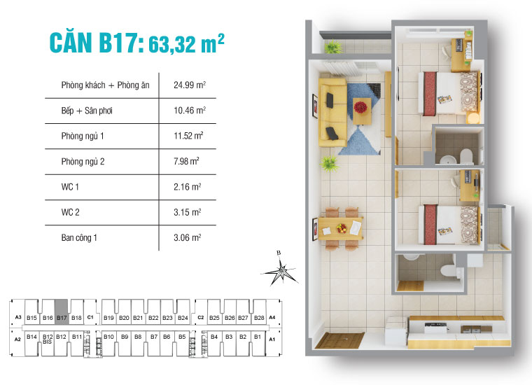 Thiết kế căn hộ B17