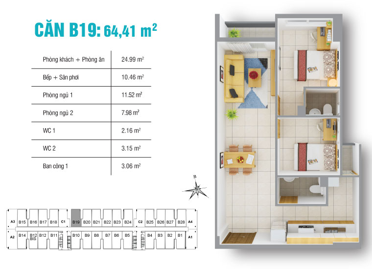 Thiết kế căn hộ B19