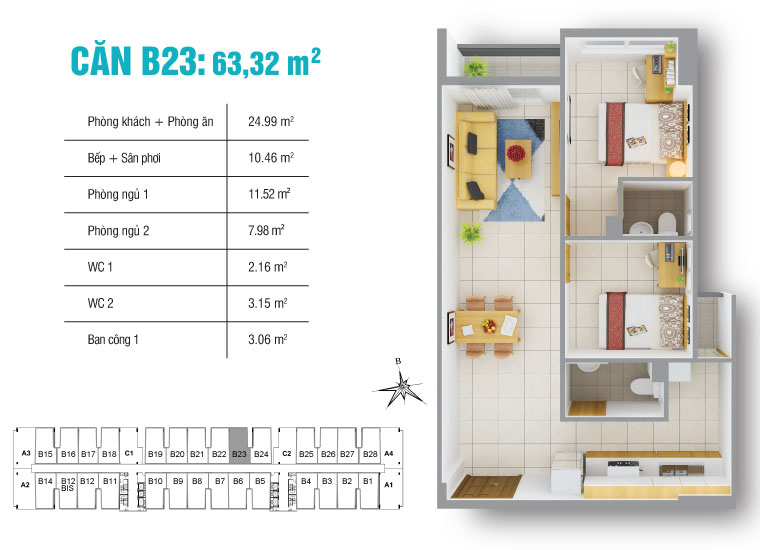 Thiết kế căn hộ B23