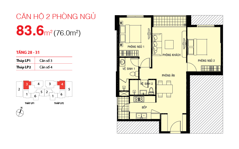 Thiết kế căn hộ 03-LP1, 04-LP2