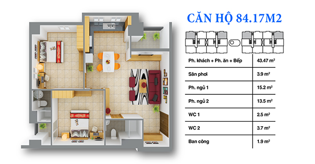 Thiết kế căn hộ 84.17m2