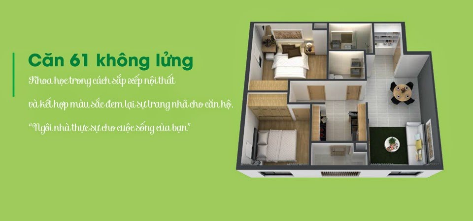 Thiết kế căn hộ 61 m2