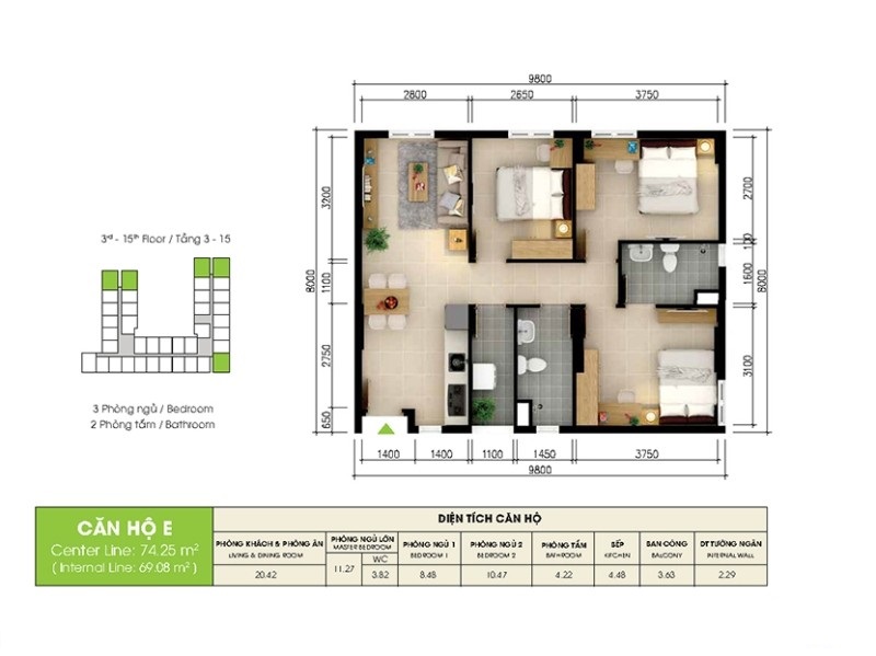 Thiết kế căn hộ E