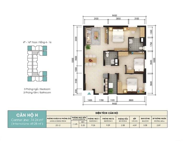Thiết kế căn hộ H