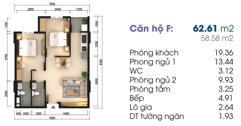 Thiết kế căn hộ F