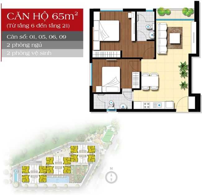 Thiết kế căn hộ 65m2