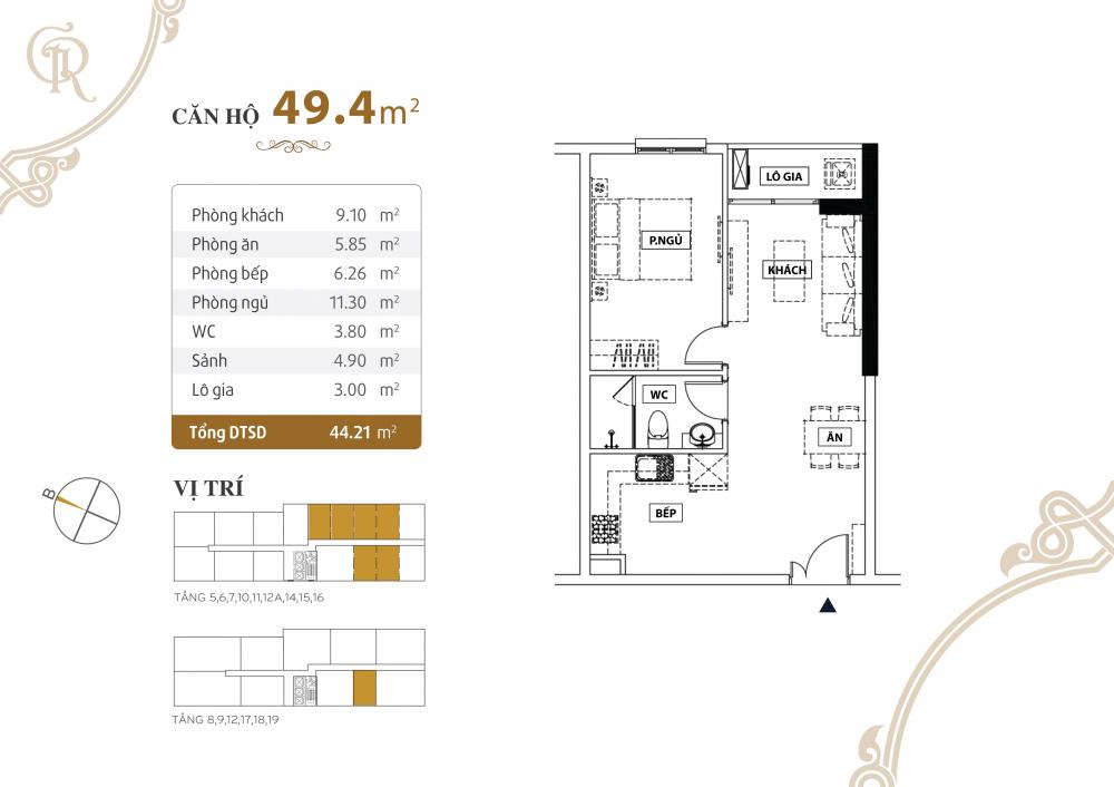Thiết kế căn hộ 49.4m2