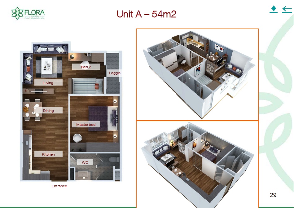 Thiết kế căn hộ 54m2